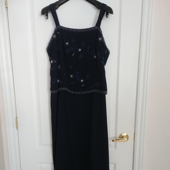Long navy blue XL  evening gown - Picture 1 of 6